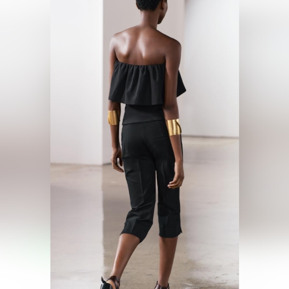 ZARA STRAPLESS TOP WITH RULLE DETAILL - Picture 4 of 7